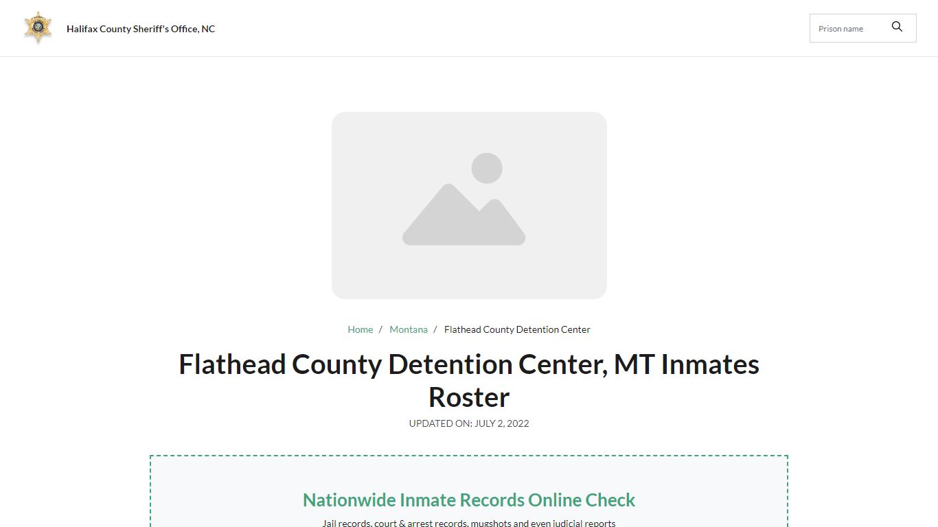 Flathead County Detention Center, MT Jail Roster, Name Search