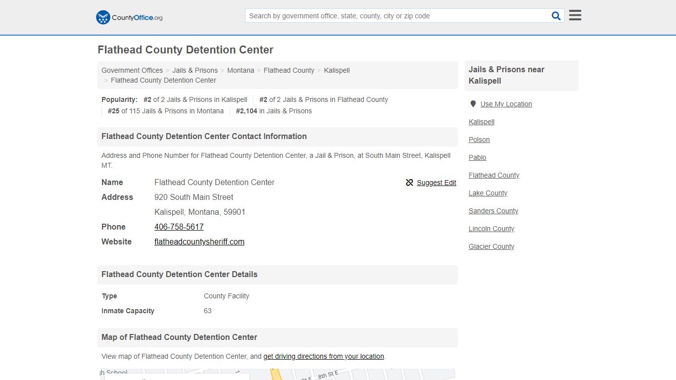 Flathead County Detention Center - Kalispell, MT (Address and Phone)